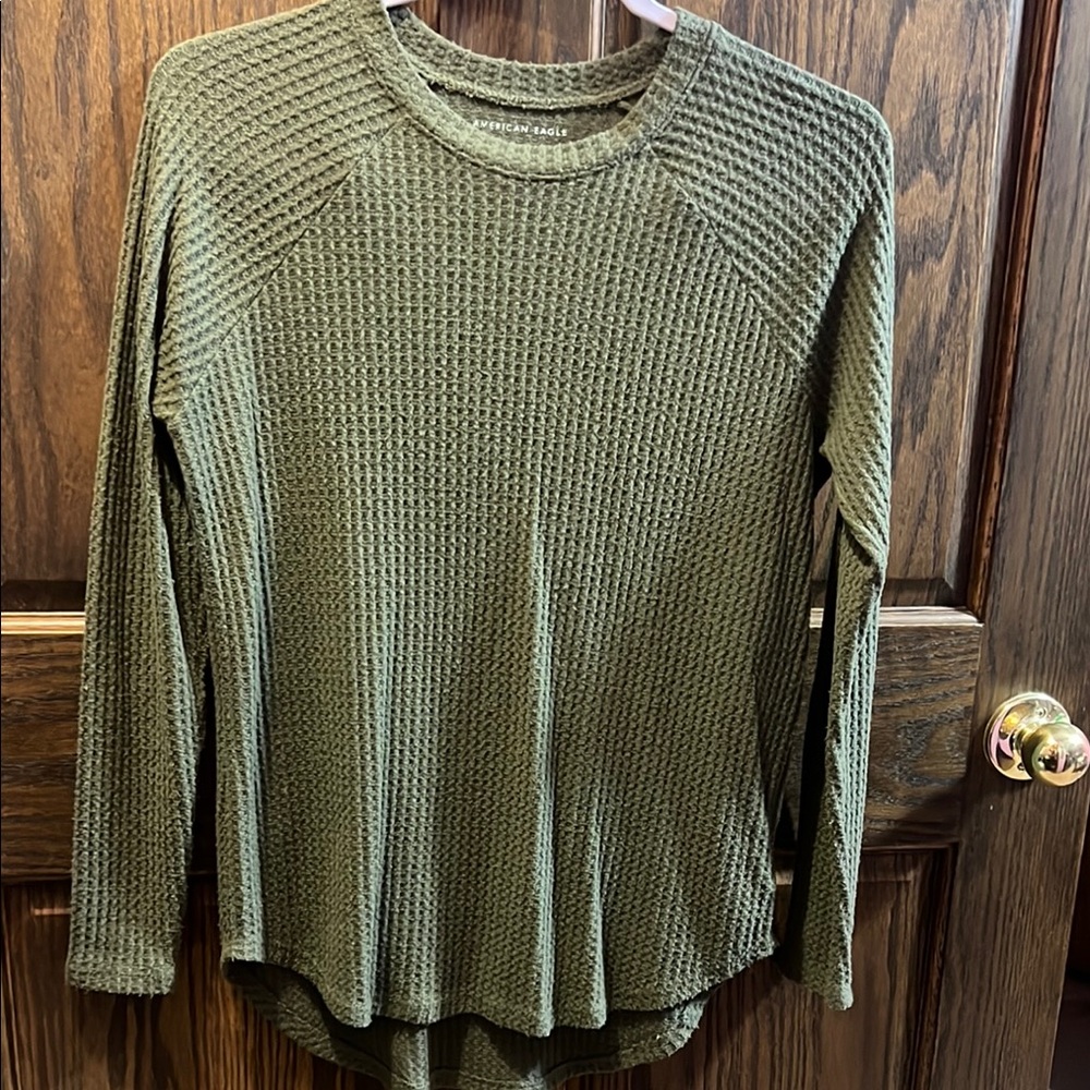 American Eagle Waffle Print Lightweight Sweater